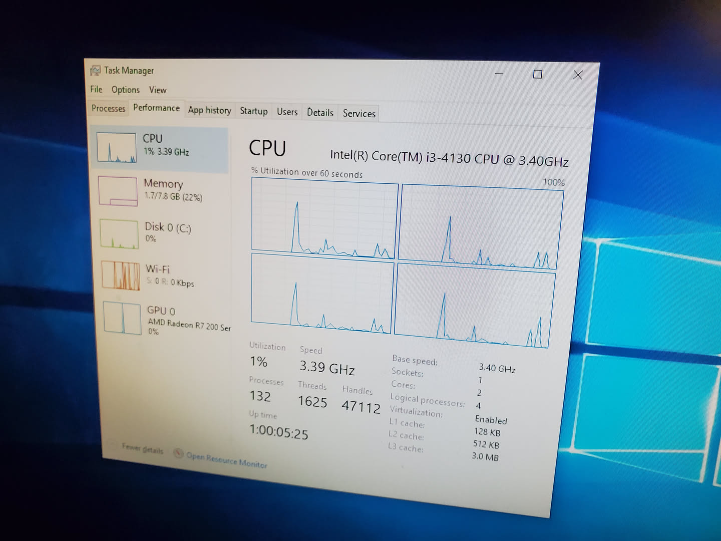 task manager of the computer
